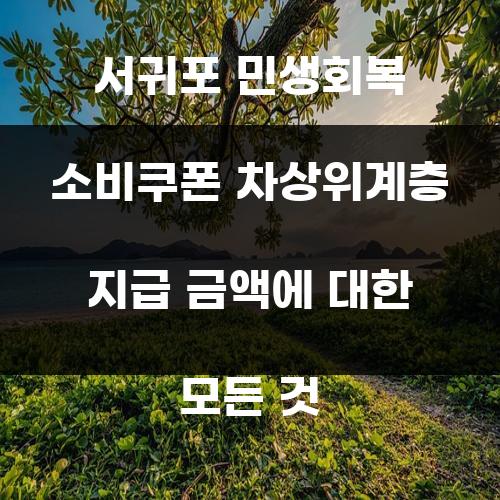 서귀포 민생회복 소비쿠폰 차상위계층 지급 금액에 대한 모든 것