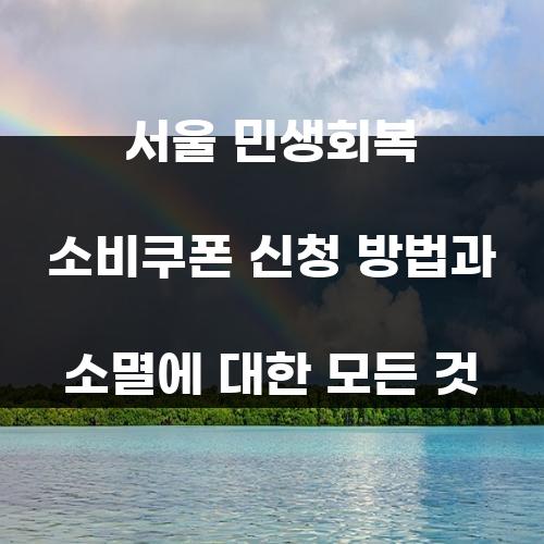 서울 민생회복 소비쿠폰 신청 방법과 소멸에 대한 모든 것