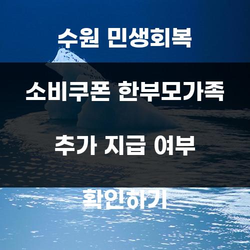 수원 민생회복 소비쿠폰 한부모가족 추가 지급 여부 확인하기