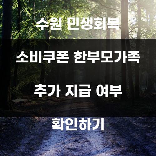 수원 민생회복 소비쿠폰 한부모가족 추가 지급 여부 확인하기