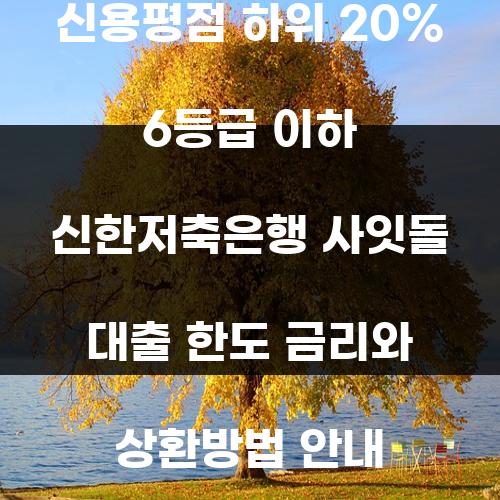 신용평점 하위 20% 6등급 이하 신한저축은행 사잇돌 대출 한도 금리와 상환방법 안내