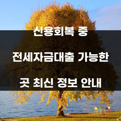 신용회복 중 전세자금대출 가능한 곳 최신 정보 안내