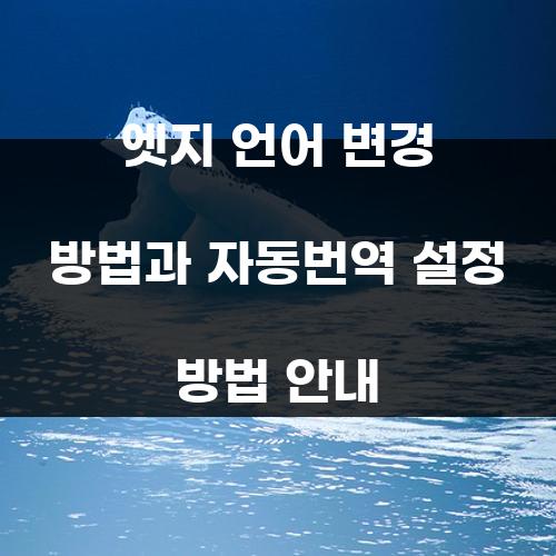 엣지 언어 변경 방법과 자동번역 설정 방법 안내
