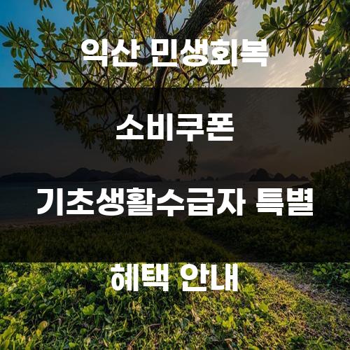 익산 민생회복 소비쿠폰 기초생활수급자 특별 혜택 안내