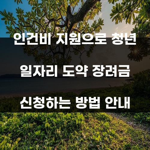 인건비 지원으로 청년 일자리 도약 장려금 신청하는 방법 안내