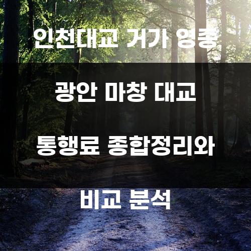인천대교 거가 영종 광안 마창 대교 통행료 종합정리와 비교 분석