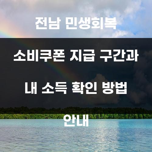 전남 민생회복 소비쿠폰 지급 구간과 내 소득 확인 방법 안내
