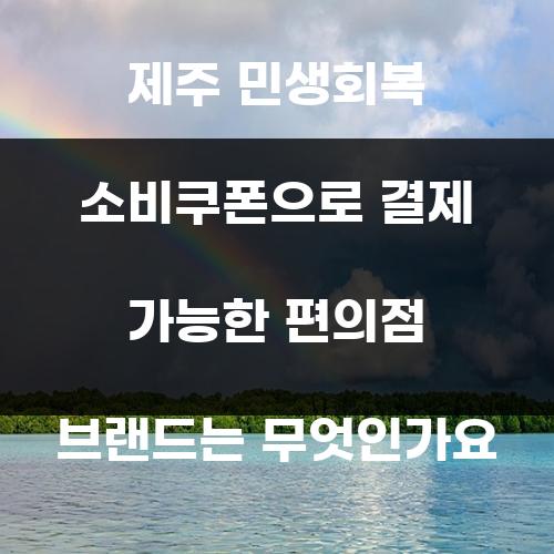 제주 민생회복 소비쿠폰으로 결제 가능한 편의점 브랜드는 무엇인가요
