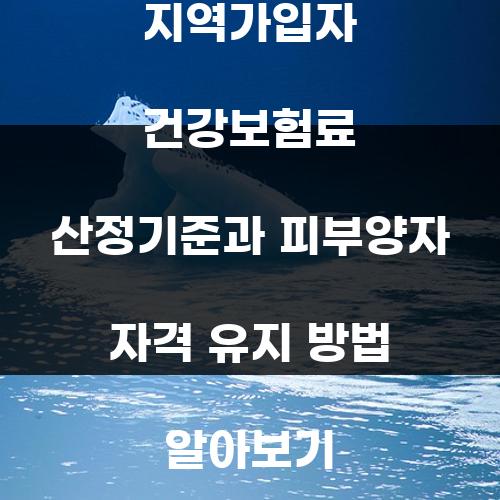 지역가입자 건강보험료 산정기준과 피부양자 자격 유지 방법 알아보기