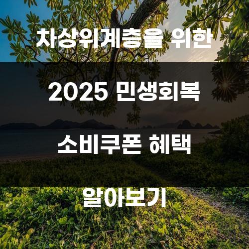 차상위계층을 위한 2025 민생회복 소비쿠폰 혜택 알아보기