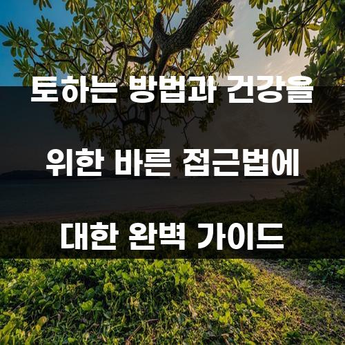 토하는 방법과 건강을 위한 바른 접근법에 대한 완벽 가이드