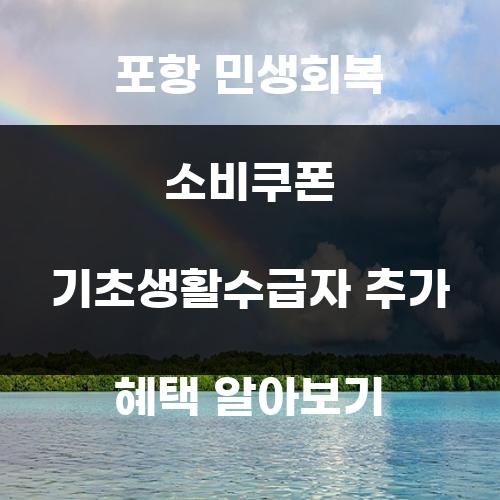 포항 민생회복 소비쿠폰 기초생활수급자 추가 혜택 알아보기