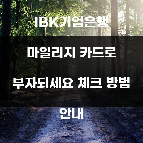 IBK기업은행 마일리지 카드로 부자되세요 체크 방법 안내