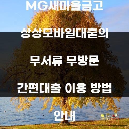 MG새마을금고 상상모바일대출의 무서류 무방문 간편대출 이용 방법 안내