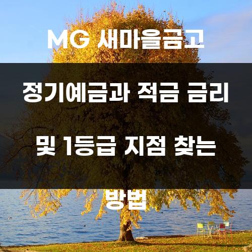 MG 새마을금고 정기예금과 적금 금리 및 1등급 지점 찾는 방법