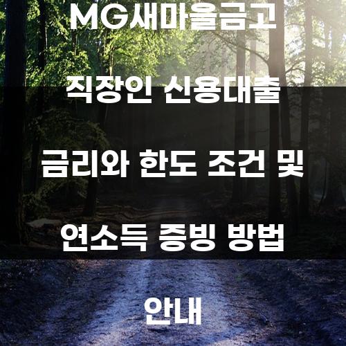 MG새마을금고 직장인 신용대출 금리와 한도 조건 및 연소득 증빙 방법 안내