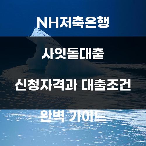 NH저축은행 사잇돌대출 신청자격과 대출조건 완벽 가이드