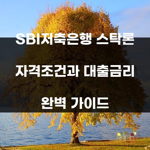 SBI저축은행 스탁론 자격조건과 대출금리 완벽 가이드