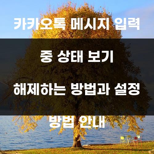 카카오톡 메시지 입력 중 상태 보기 해제하는 방법과 설정 방법 안내
