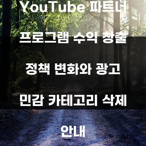 YouTube 파트너 프로그램 수익 창출 정책 변화와 광고 민감 카테고리 삭제 안내