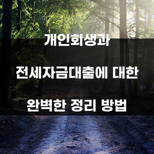 개인회생과 전세자금대출에 대한 완벽한 정리 방법