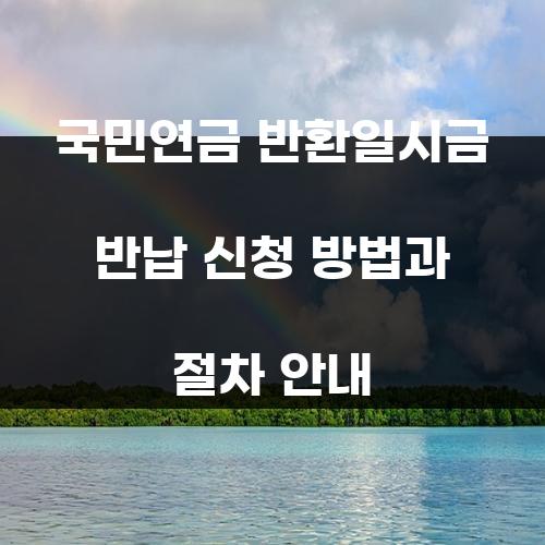 국민연금 반환일시금 반납 신청 방법과 절차 안내