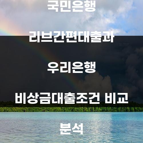 국민은행 리브간편대출과 우리은행 비상금대출조건 비교 분석