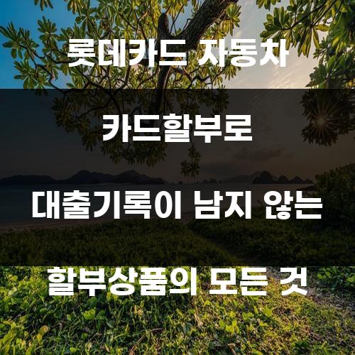 롯데카드 자동차 카드할부로 대출기록이 남지 않는 할부상품의 모든 것
