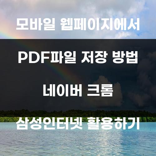 모바일 웹페이지에서 PDF파일 저장 방법 네이버 크롬 삼성인터넷 활용하기