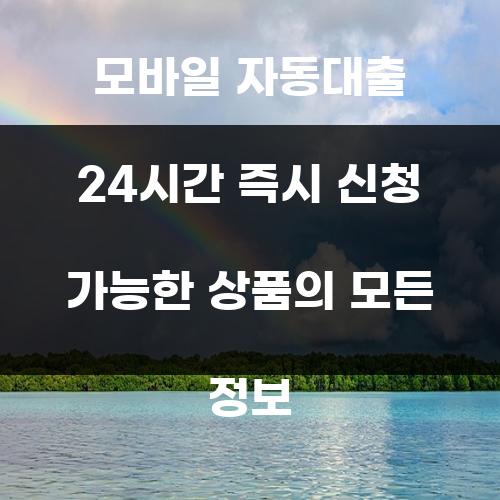 모바일 자동대출 24시간 즉시 신청 가능한 상품의 모든 정보