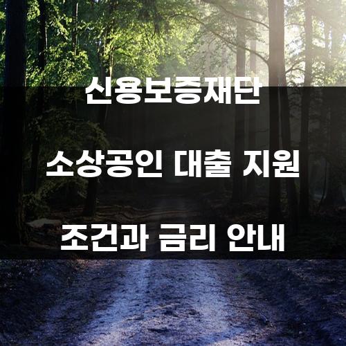 신용보증재단 소상공인 대출 지원 조건과 금리 안내