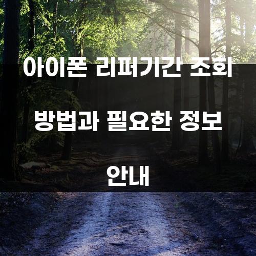 아이폰 리퍼기간 조회 방법과 필요한 정보 안내