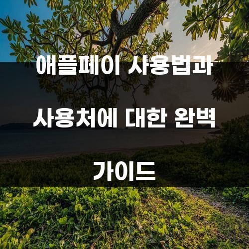 애플페이 사용법과 사용처에 대한 완벽 가이드