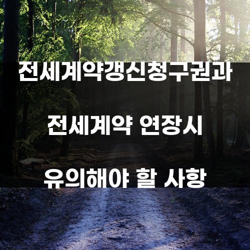 전세계약갱신청구권과 전세계약 연장시 유의해야 할 사항