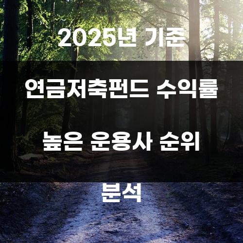 2025년 기준 연금저축펀드 수익률 높은 운용사 순위 분석