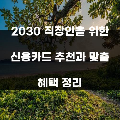 2030 직장인을 위한 신용카드 추천과 맞춤 혜택 정리