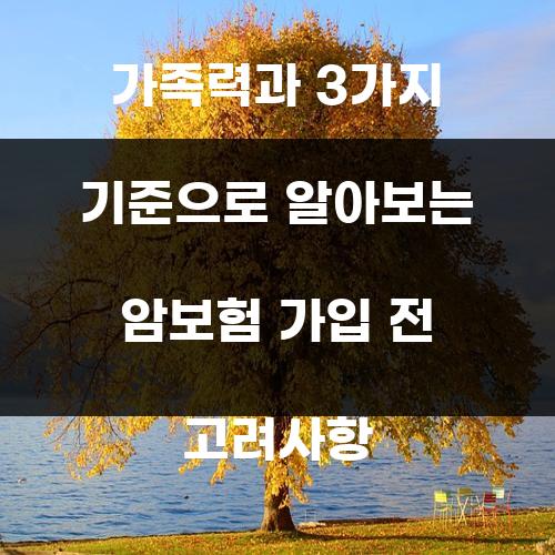가족력과 3가지 기준으로 알아보는 암보험 가입 전 고려사항