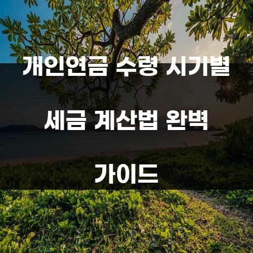개인연금 수령 시기별 세금 계산법 완벽 가이드
