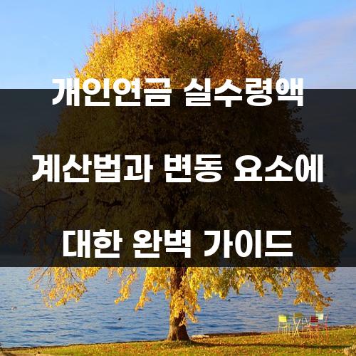 개인연금 실수령액 계산법과 변동 요소에 대한 완벽 가이드