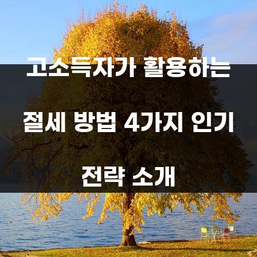 고소득자가 활용하는 절세 방법 4가지 인기 전략 소개