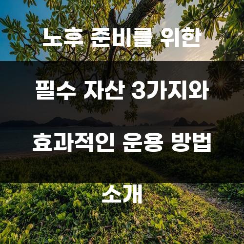 노후 준비를 위한 필수 자산 3가지와 효과적인 운용 방법 소개