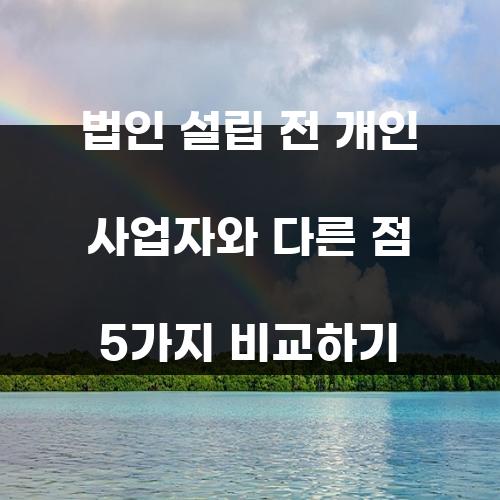 법인 설립 전 개인 사업자와 다른 점 5가지 비교하기