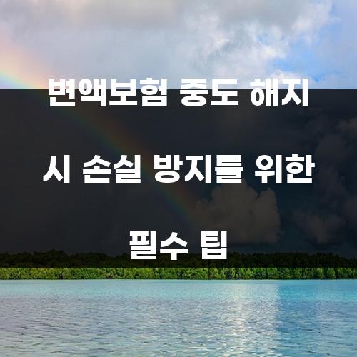 변액보험 중도 해지 시 손실 방지를 위한 필수 팁