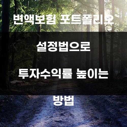 변액보험 포트폴리오 설정법으로 투자수익률 높이는 방법
