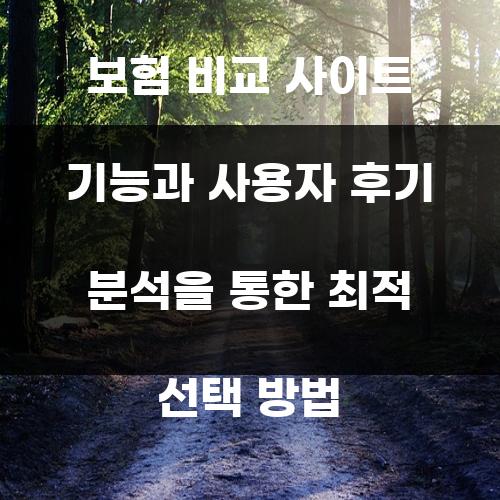 보험 비교 사이트 기능과 사용자 후기 분석을 통한 최적 선택 방법