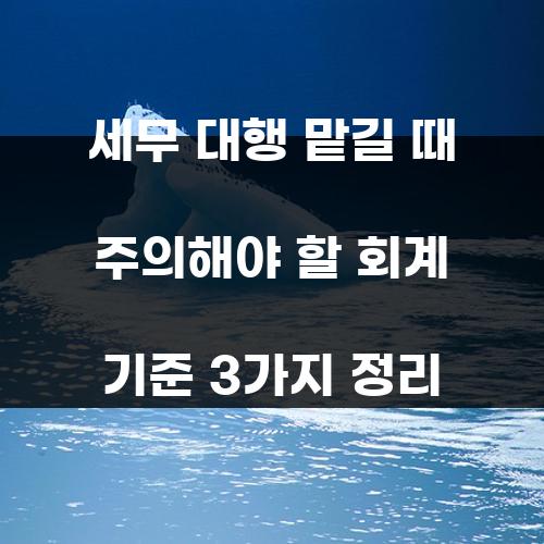 세무 대행 맡길 때 주의해야 할 회계 기준 3가지 정리