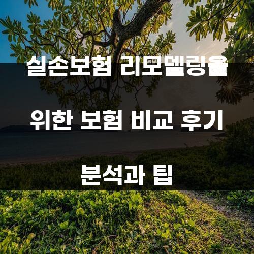 실손보험 리모델링을 위한 보험 비교 후기 분석과 팁