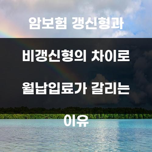 암보험 갱신형과 비갱신형의 차이로 월납입료가 갈리는 이유
