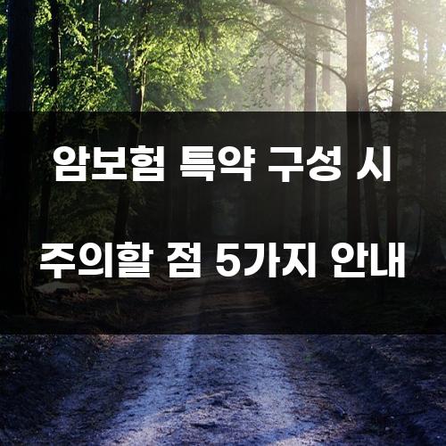 암보험 특약 구성 시 주의할 점 5가지 안내