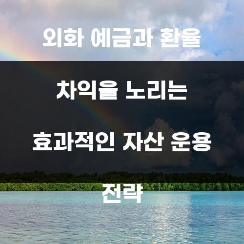 외화 예금과 환율 차익을 노리는 효과적인 자산 운용 전략